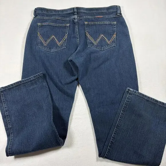 Wrangler Q-Baby Womens Jeans Size 15/16x34 Blue Denim Mid Rise Stretch Bootcut - Picture 12 of 13